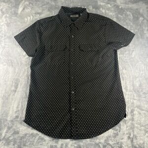 Black and‎ white polka dot button-up shirt